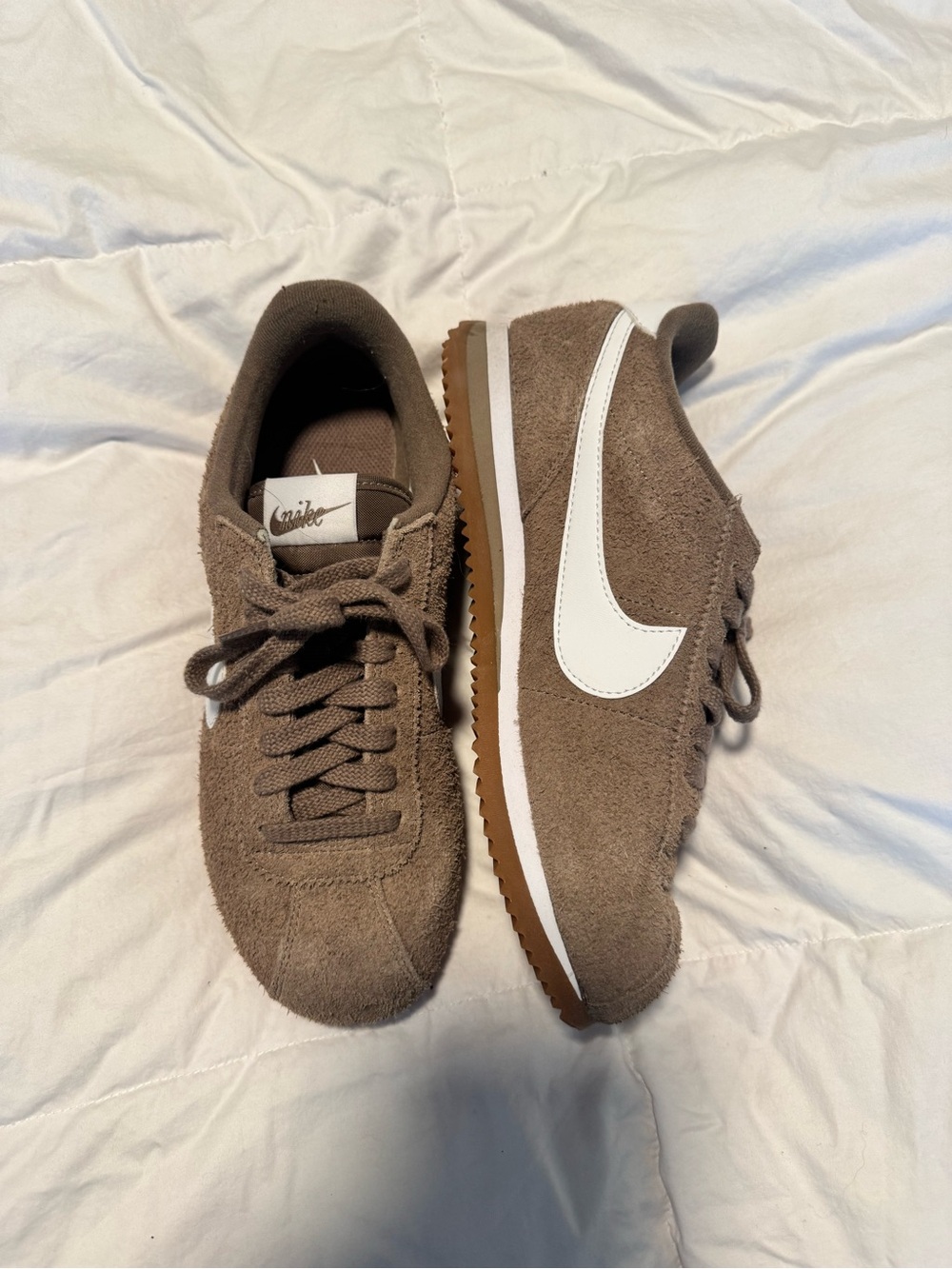 Nike Brown Suede Cortez with White Swoosh - Picture 2 of 2